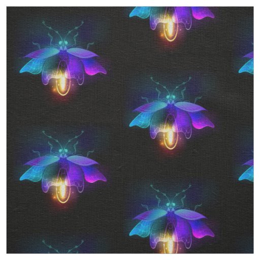 Neon Firefly on black Fabric