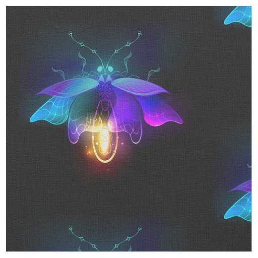 Neon Firefly on black Fabric