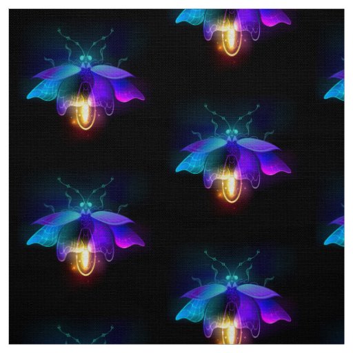 Neon Firefly on black Fabric