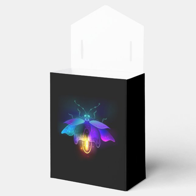 Neon Firefly on black Favor Boxes (Opened)