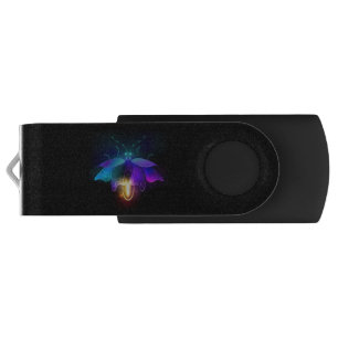 Neon Firefly on black Flash Drive
