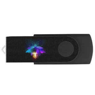 Neon Firefly on black Flash Drive