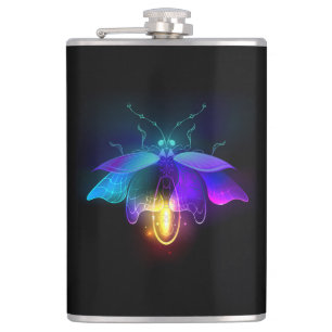 Neon Firefly on black Flask
