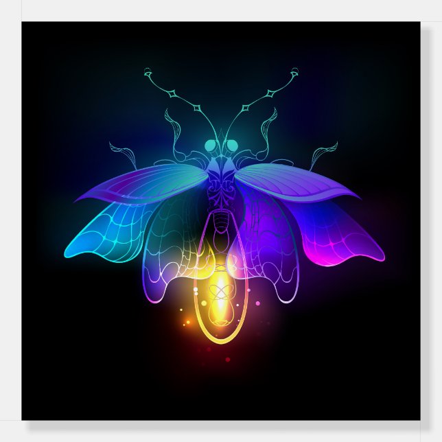 Neon Firefly on black Foam Board (Front)