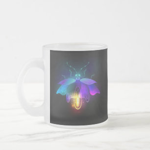 Neon Firefly on black Frosted Glass Coffee Mug