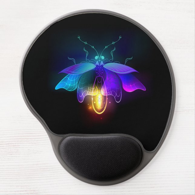 Neon Firefly on black Gel Mouse Pad (Front)