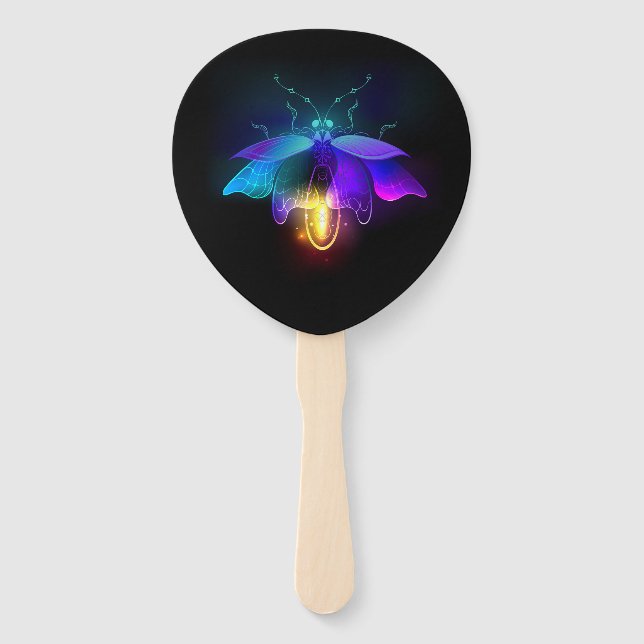 Neon Firefly on black Hand Fan (Front)