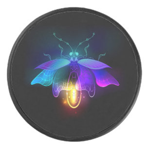 Neon Firefly on black Hockey Puck