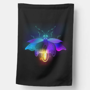 Neon Firefly on black House Flag
