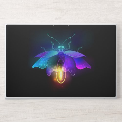 Neon Firefly on black HP Laptop Skin