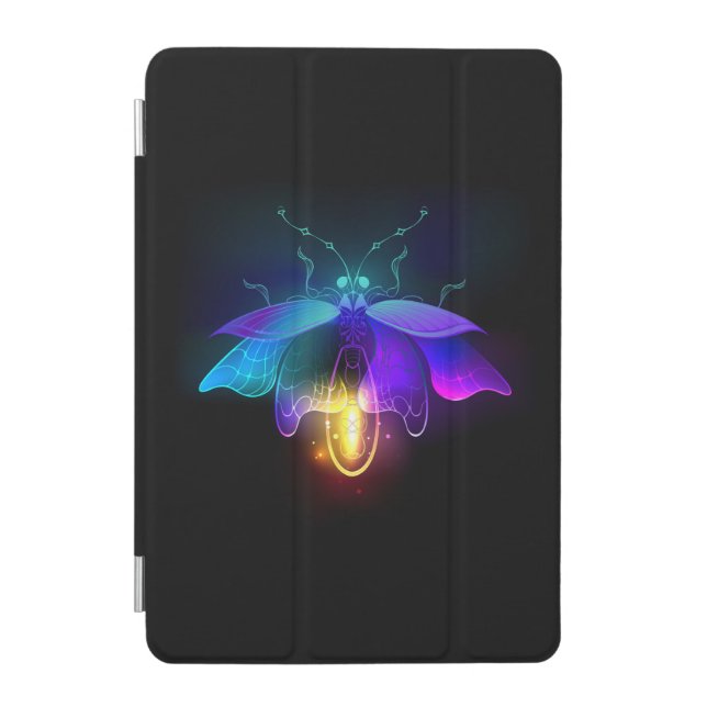Neon Firefly on black iPad Mini Cover (Front)