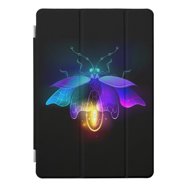 Neon Firefly on black iPad Pro Cover (Front)