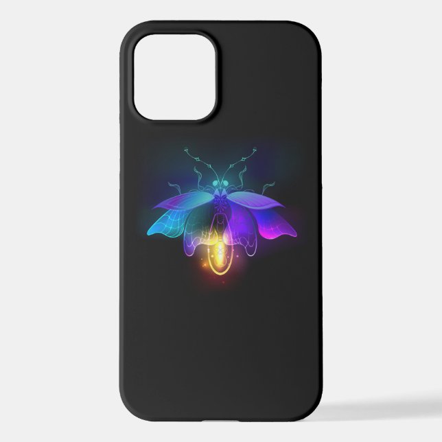Neon Firefly on black iPhone Case (Back)