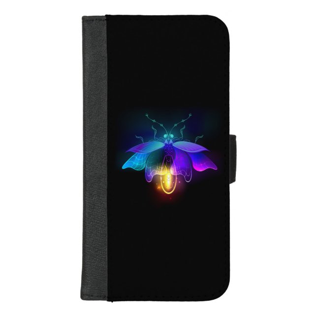 Neon Firefly on black iPhone Wallet Case (Front)