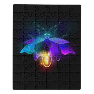 Neon Firefly on black Jigsaw Puzzle