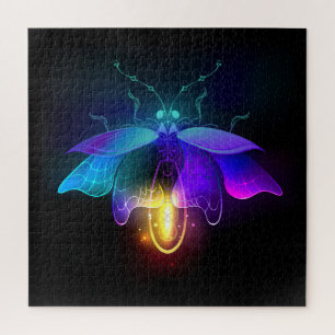 Neon Firefly on black Jigsaw Puzzle