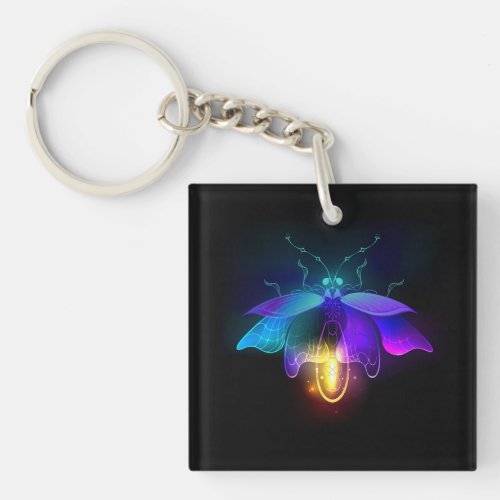 Neon Firefly on black Keychain