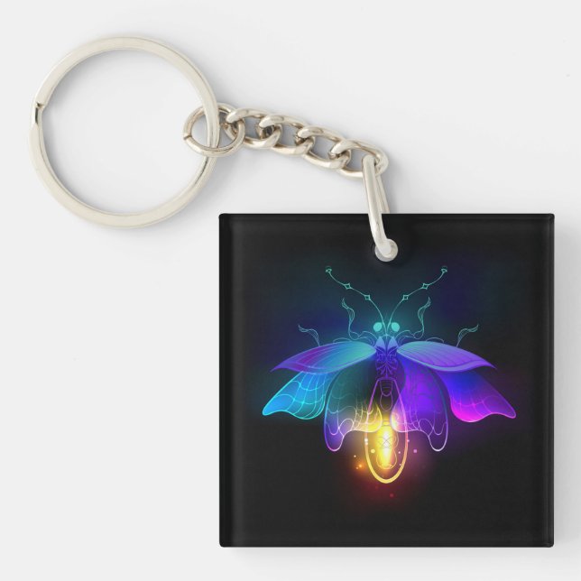 Neon Firefly on black Keychain (Front)