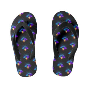 Neon Firefly on black Kid's Flip Flops