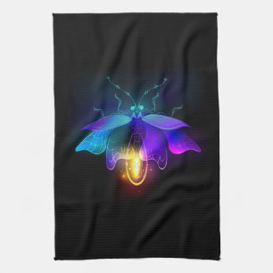 Neon Firefly on black Kitchen Towel