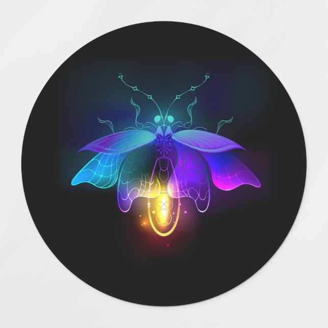 Neon Firefly on black Labels (Design 1)