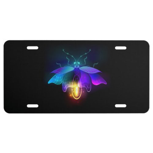 Neon Firefly on black License Plate