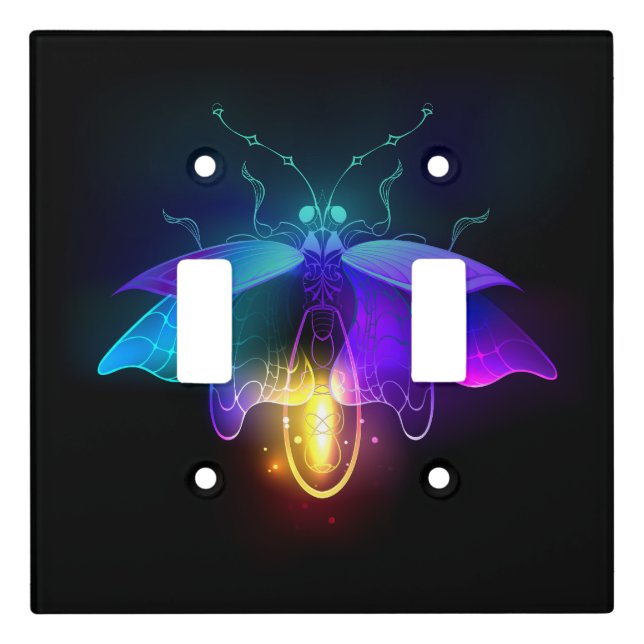 Neon Firefly on black Light Switch Cover (Front)