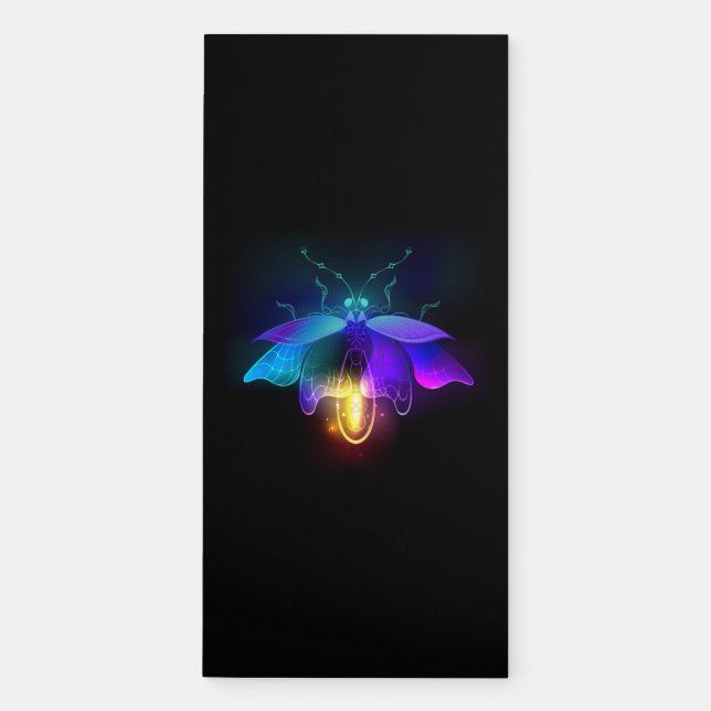 Neon Firefly on black Magnetic Notepad (Front)
