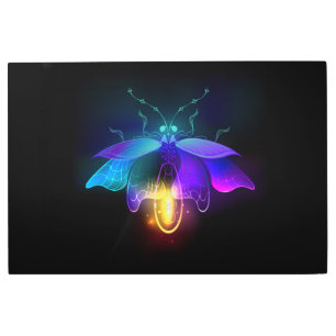 Neon Firefly on black Metal Print