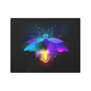 Neon Firefly on black Metal Print