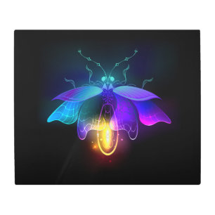 Neon Firefly on black Metal Print
