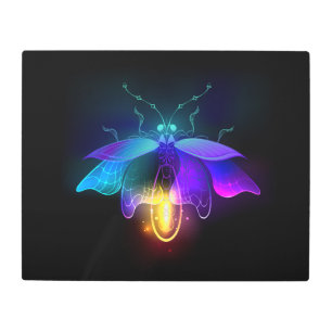 Neon Firefly on black Metal Print