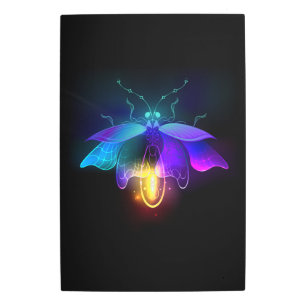 Neon Firefly on black Metal Print