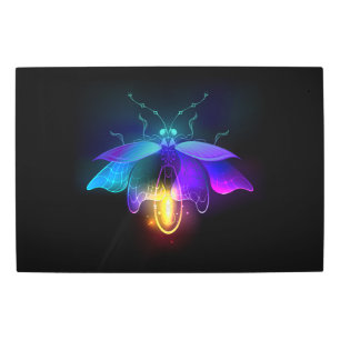 Neon Firefly on black Metal Print