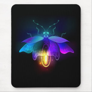 Neon Firefly on black Mouse Pad