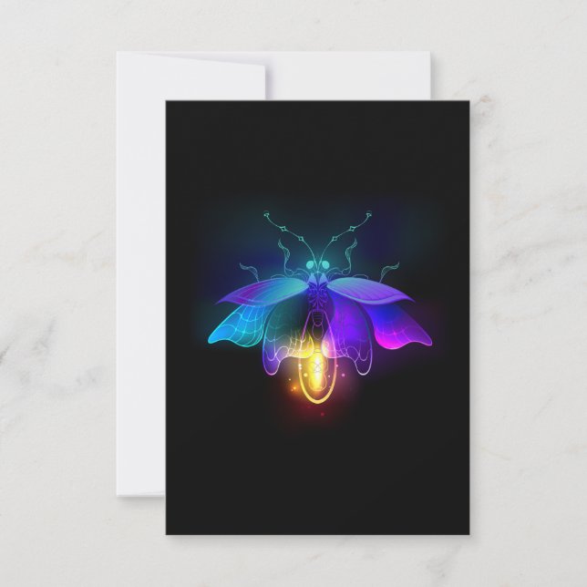 Neon Firefly on black Note Card (Front)