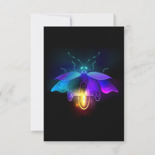 Neon Firefly on black Note Card