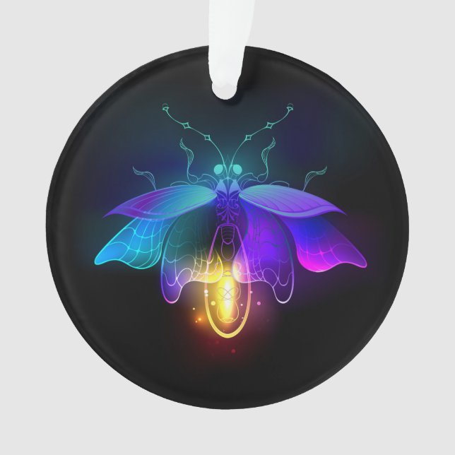 Neon Firefly on black Ornament (Front)