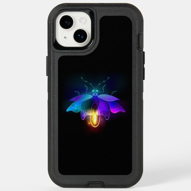 Neon Firefly on black Otterbox iPhone Case (Back)