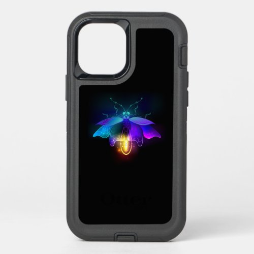 Neon Firefly on black OtterBox Defender iPhone 12 Case