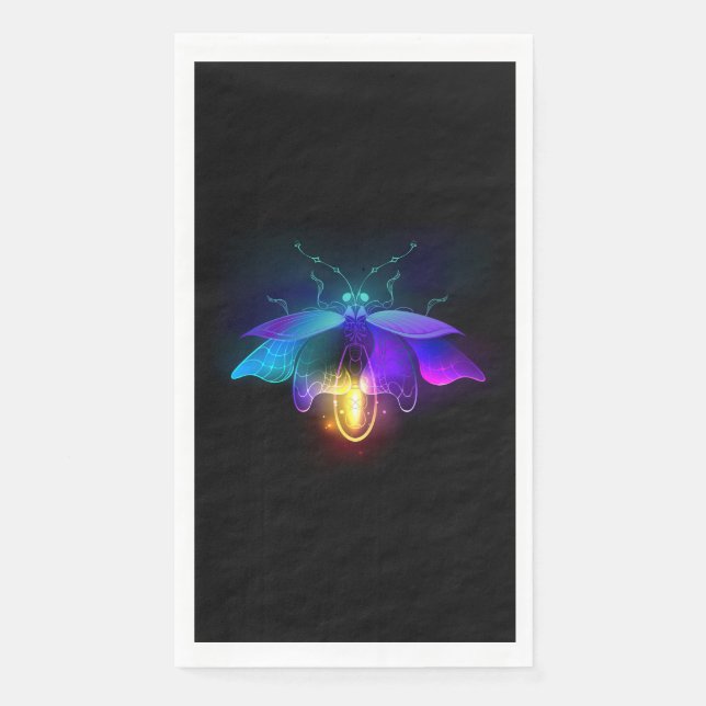 Neon Firefly on black Paper Guest Towels (Front)