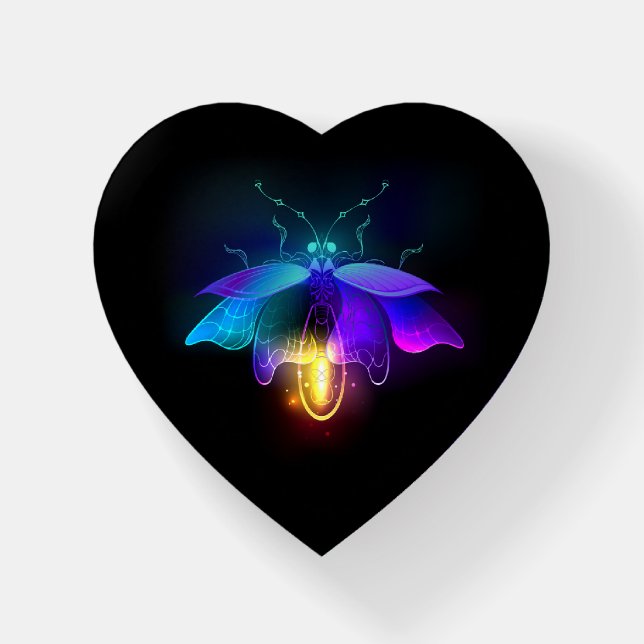 Neon Firefly on black Paperweight (Front)