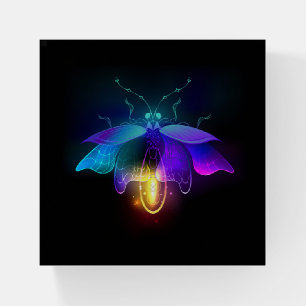 Neon Firefly on black Paperweight