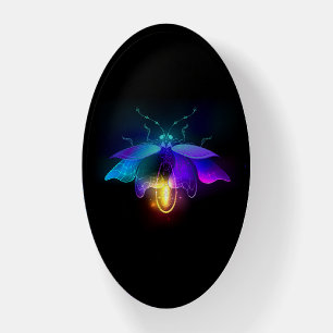 Neon Firefly on black Paperweight