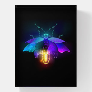 Neon Firefly on black Paperweight