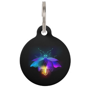 Neon Firefly on black Pet ID Tag