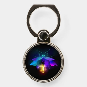 Neon Firefly on black Phone Ring Stand