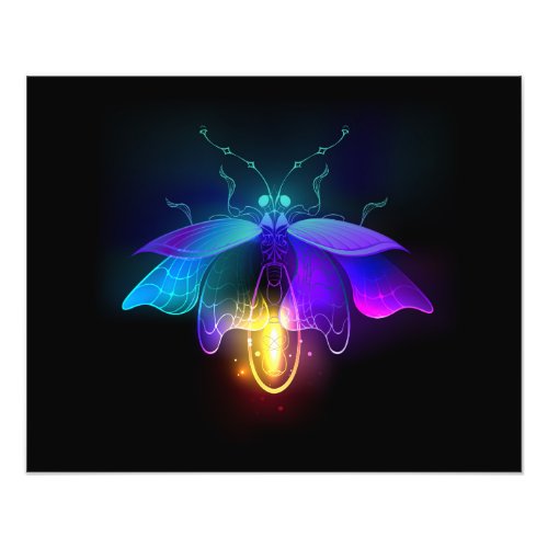 Neon Firefly on black Photo Print