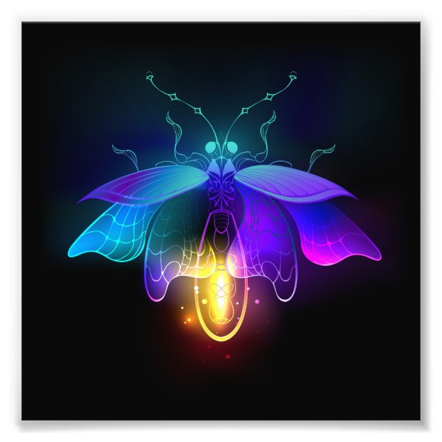 Neon Firefly on black Photo Print (Front)