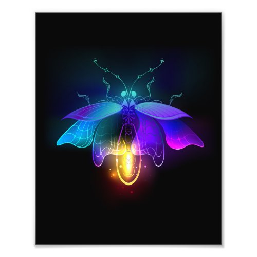 Neon Firefly on black Photo Print